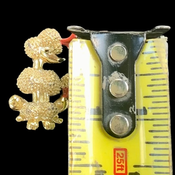 Vintage Little Gold Toned Poodle with Red Accents - Picture 6 of 8